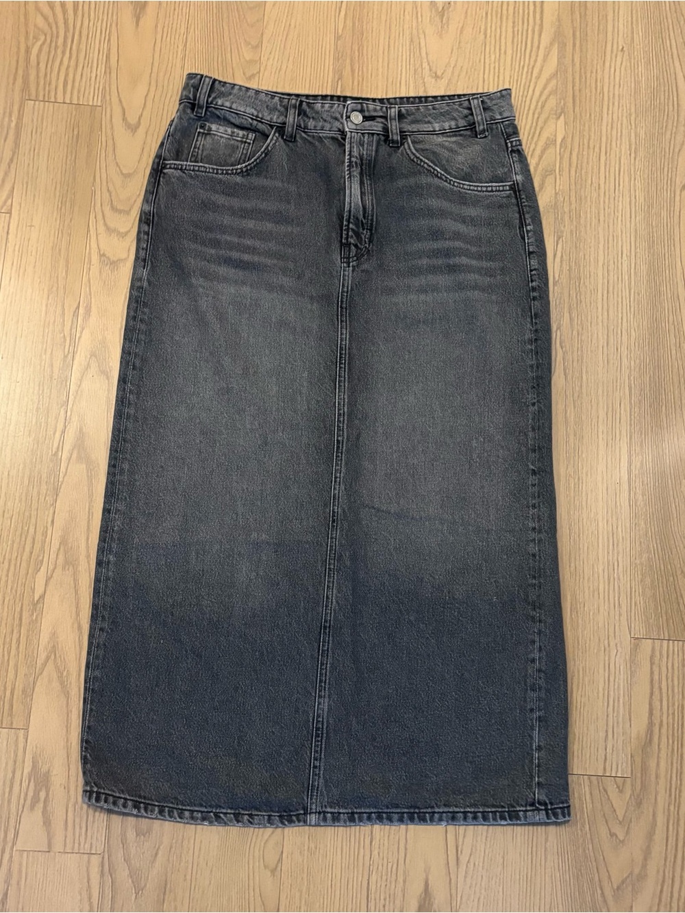 Women's Black Denim Midi Skirt